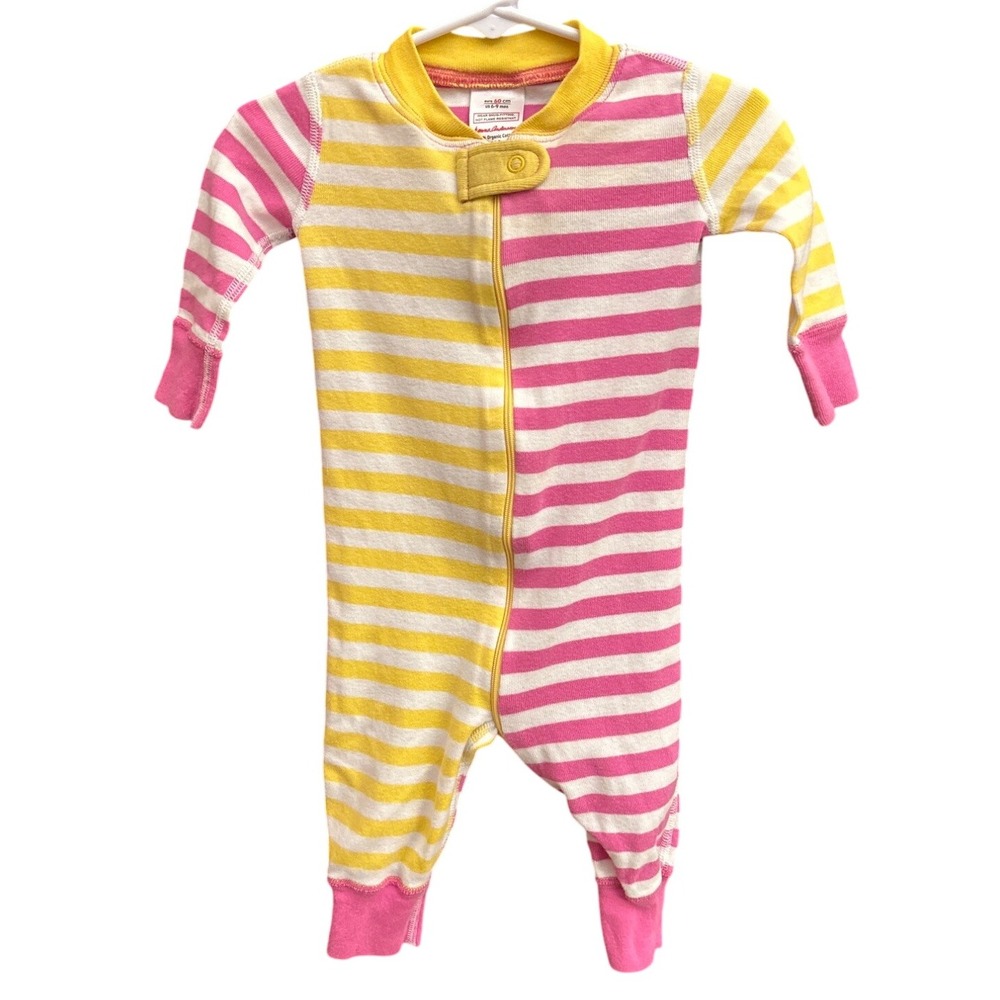 Hanna Andersson Baby Organic Cotton Striped Footless Pajamas 6-9 Months Yellow